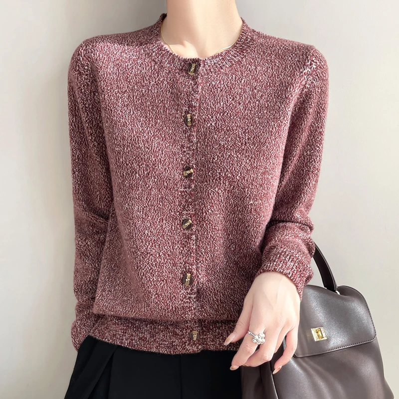 【西绒尔    精纺羊毛 】秋冬新款3股加厚浣熊花纱圆领长袖开NJR509