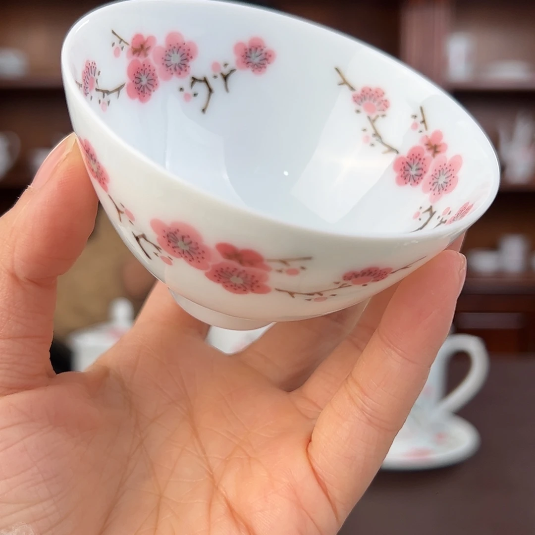 瓷柴窑红梅对花杯（开片微瑕）