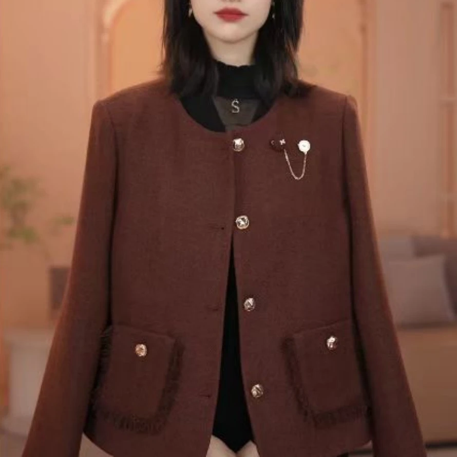 法式小香风外套女2025早春新款显瘦时尚百搭格子短外套中年上衣女