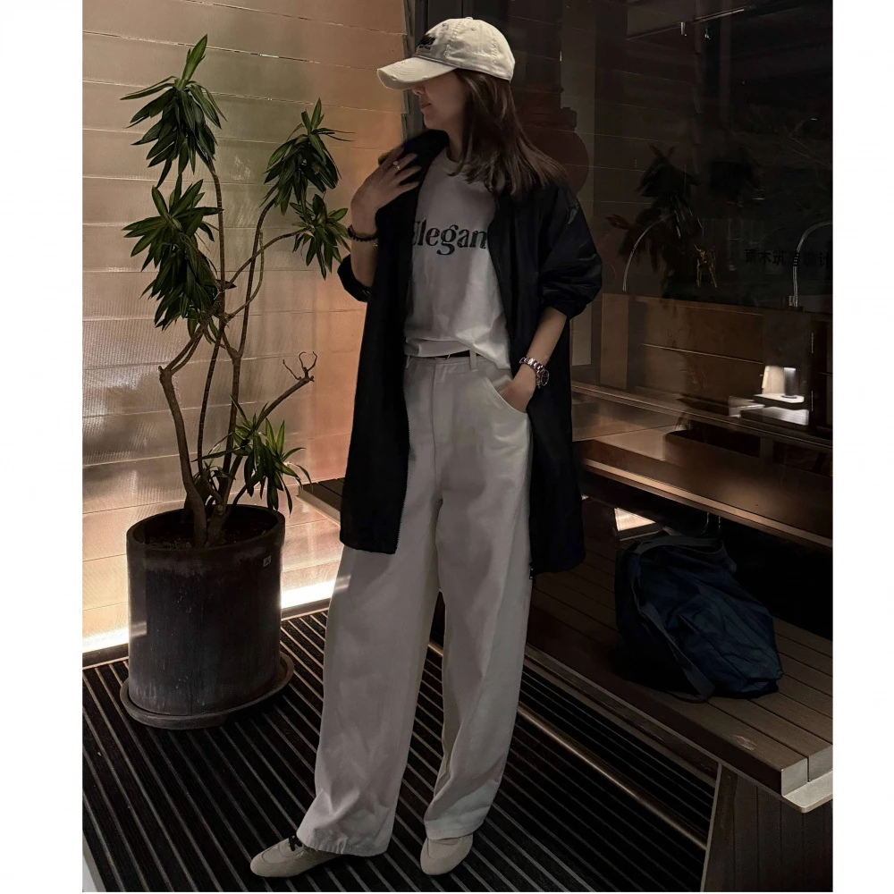 FAY | 白色茧型宽松牛仔裤(1H03669)往小一码拍