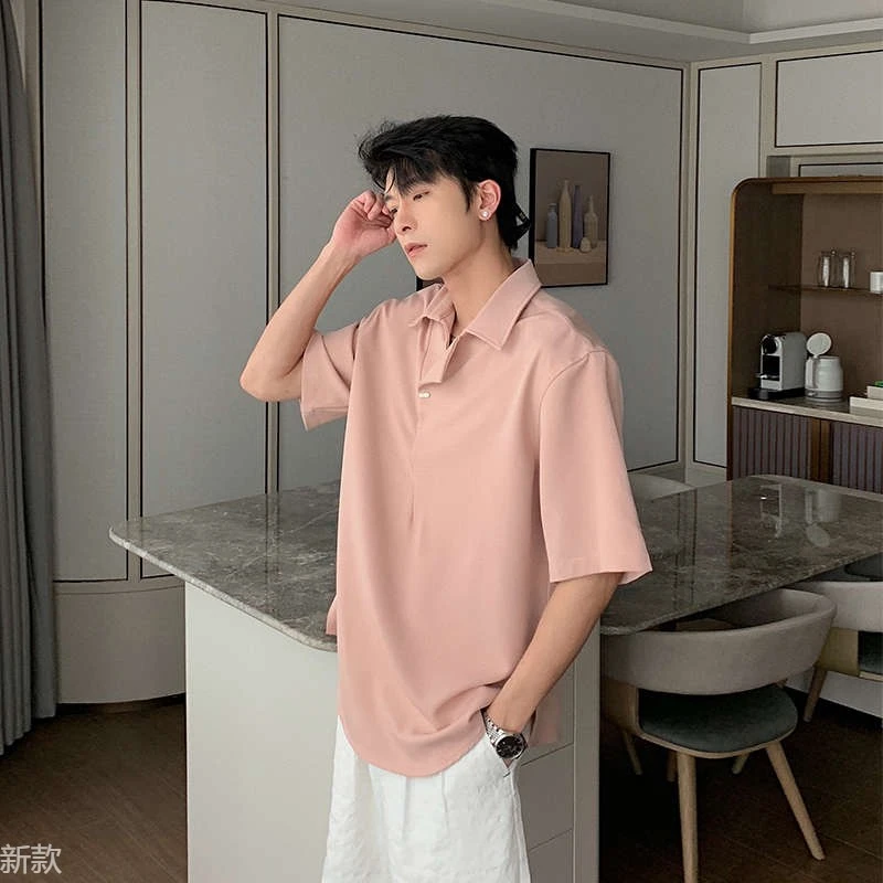 Hualun男生痞帅短袖男夏季polo衫潮男翻领T恤韩版轻熟风宽松上衣