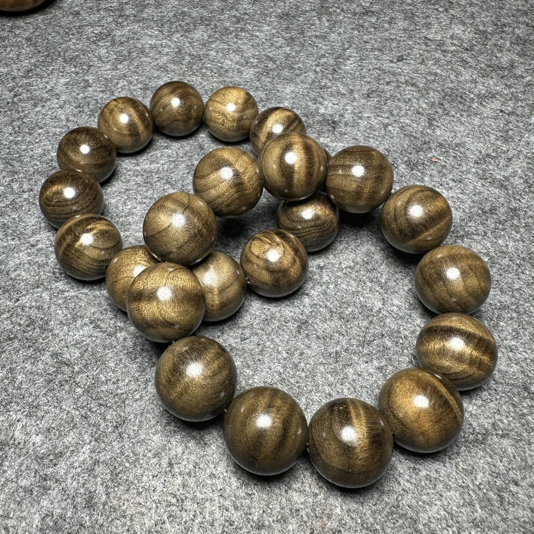 小叶金丝楠乌木小水波纹手串
