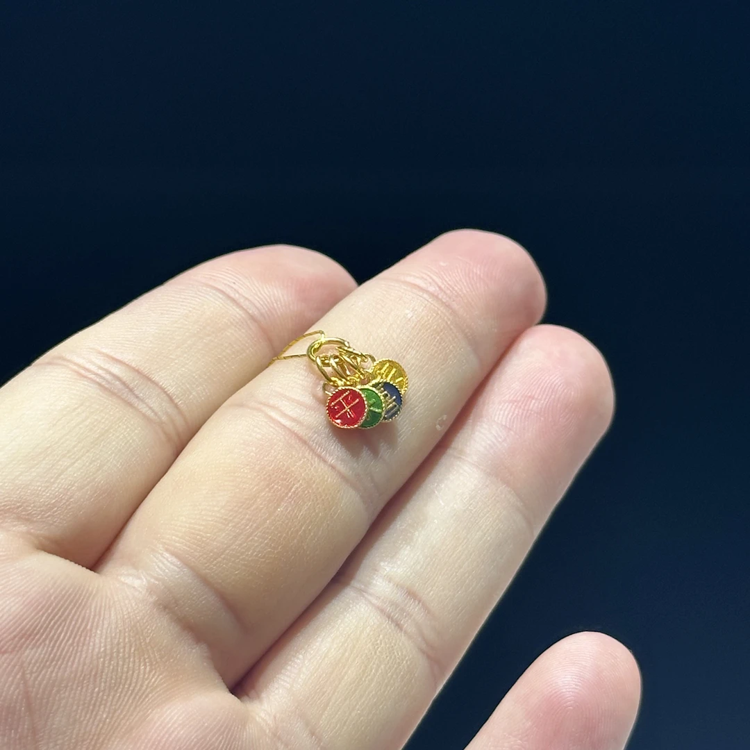 足金999 古法 珐琅彩 平安喜乐滴流 1.358