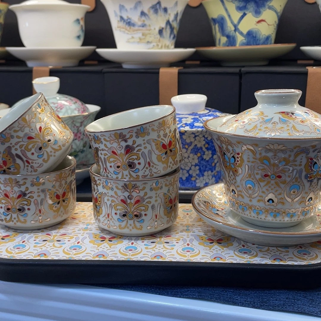 陶景德陶瓷盖碗茶具