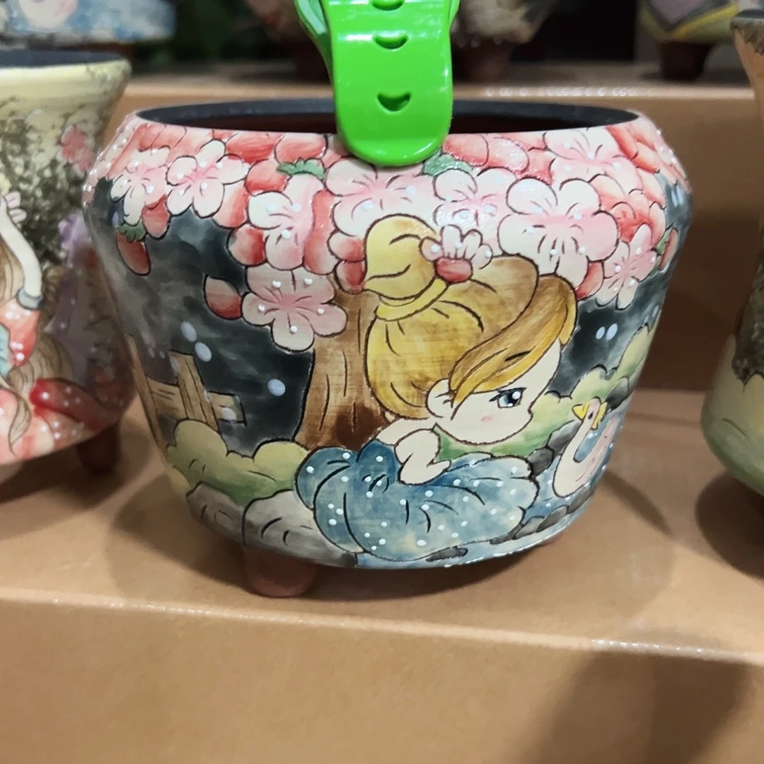 t***f手绘陶瓷花盆美盆