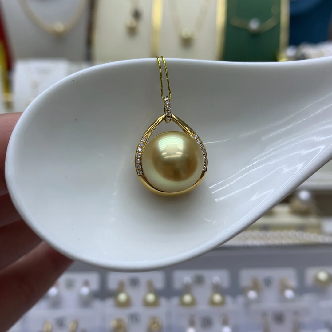 吊坠(不含链)海水珍珠18K金镶嵌