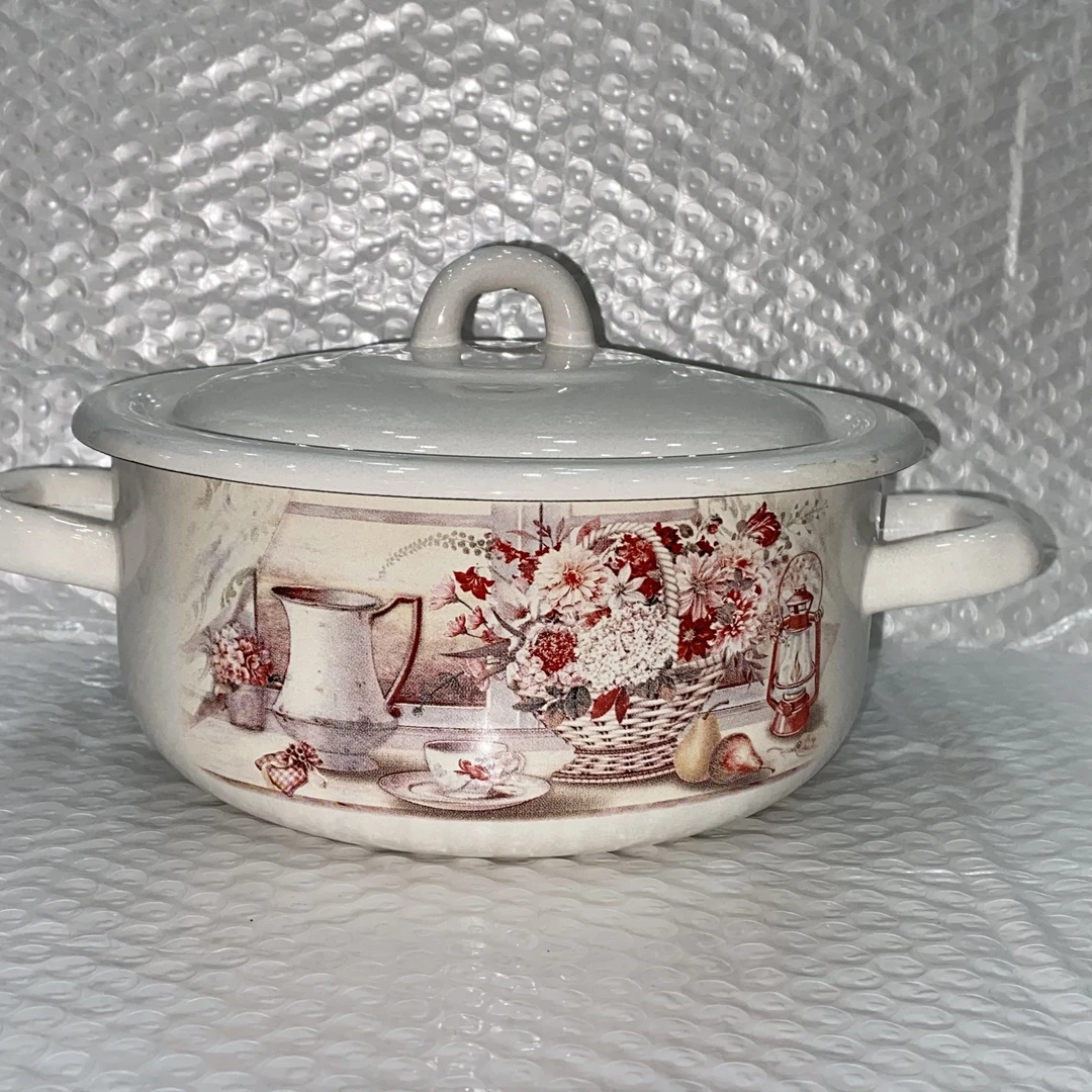 俄罗斯原装进口正品1.45升搪瓷双耳锅新款家用泡面锅燃气通用汤锅