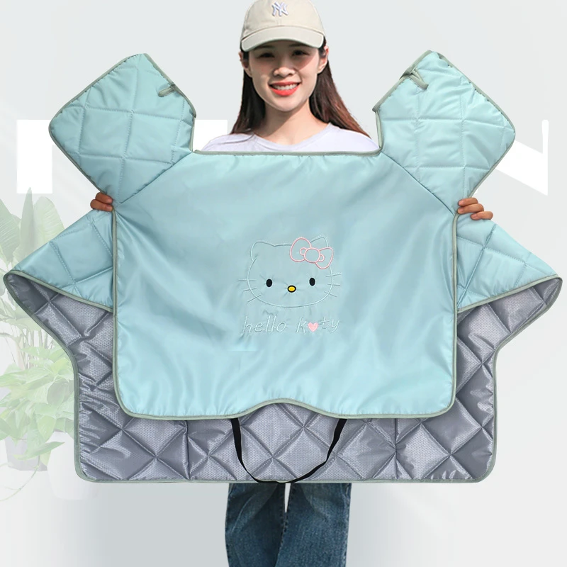 新款电动车挡风被夏季防晒遮阳防水防风中厚加宽绣花可爱蕾丝网纱