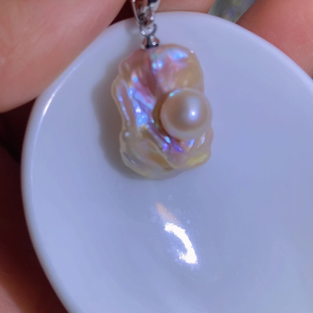 银S925镶嵌天然淡水珍珠淡水珍珠