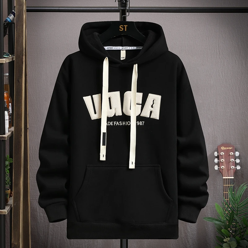 秋冬季男士连帽卫衣青少年初中高中男孩学生保暖加绒加厚打底帽衫