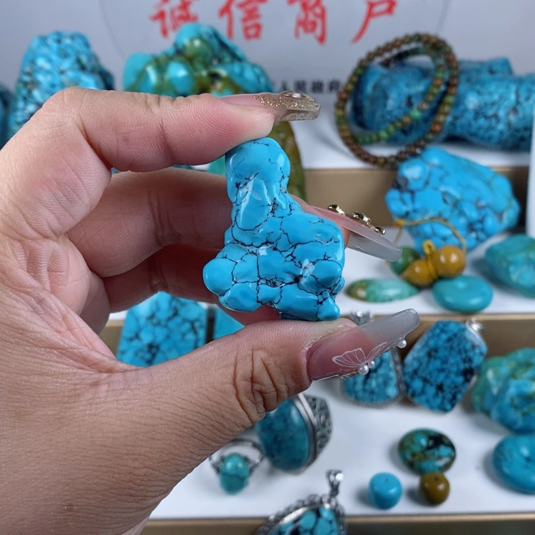 高瓷天空蓝随型吊坠