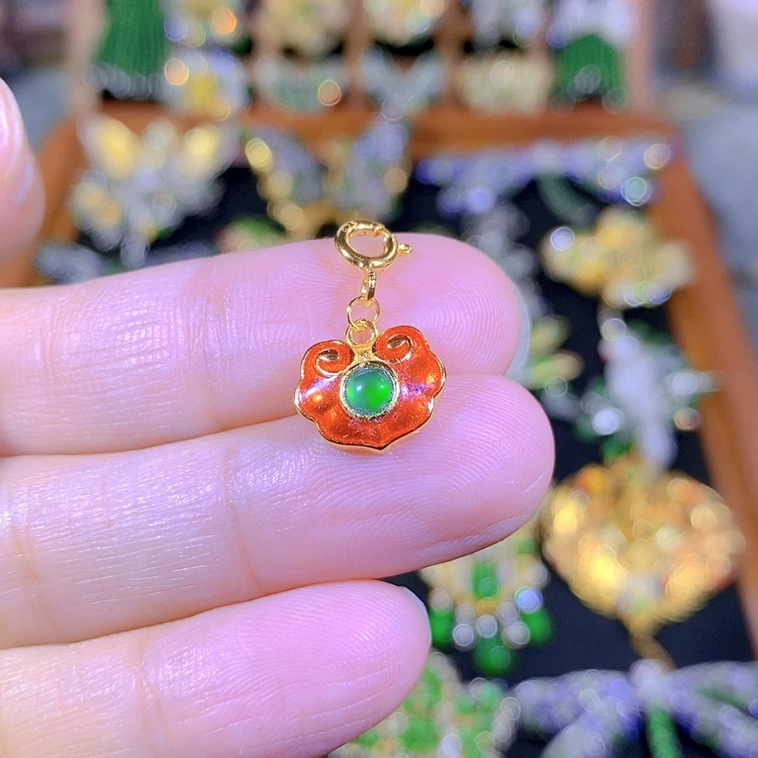 吊坠(不含链)银S925镶嵌翡翠