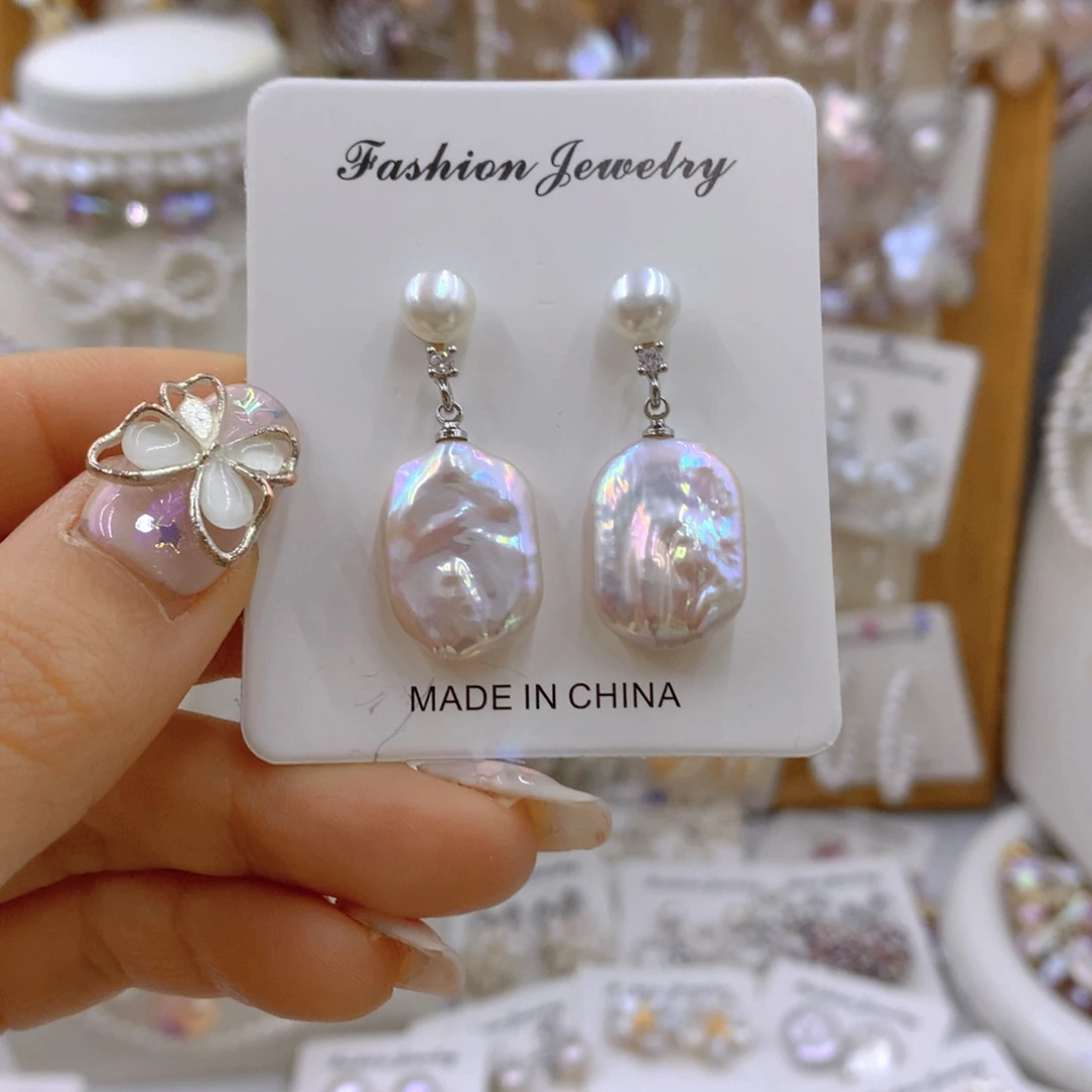 淡水珍珠耳饰银S925镶嵌