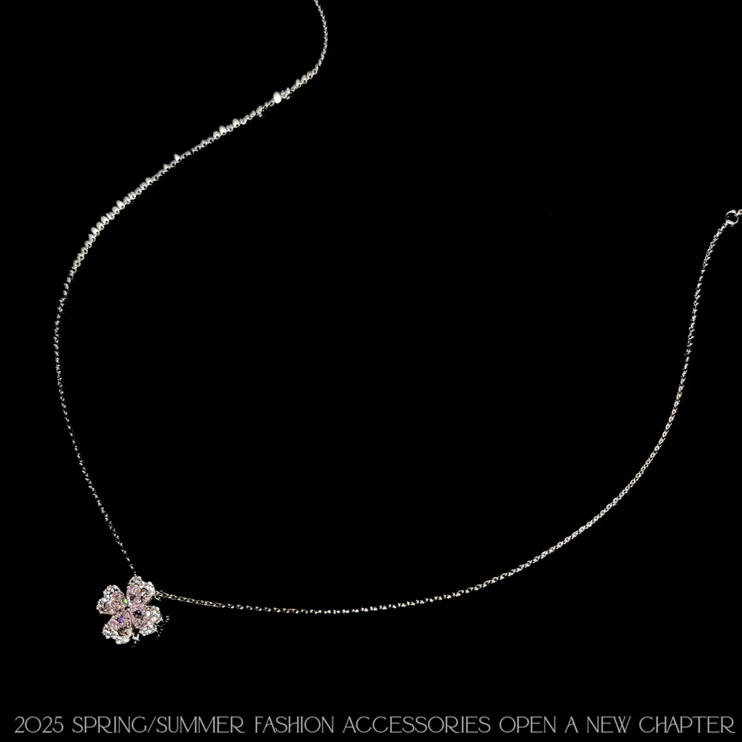 坠链均925银  镀k金 2025款C7802【柔粉四叶】Jeannie zoo 项链