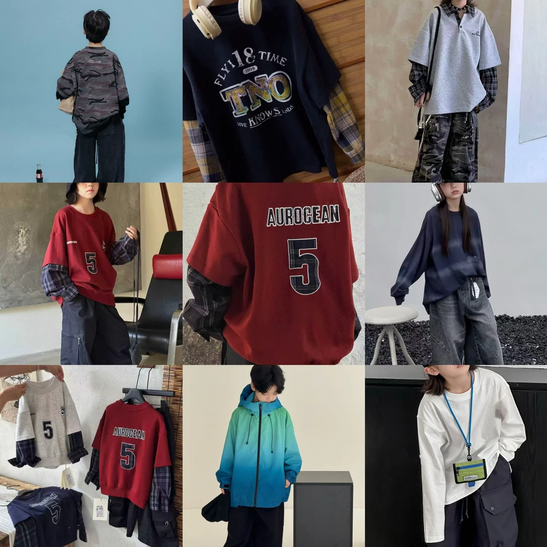 儿童秋款穿搭组合韩版时尚休闲穿搭    2025新款秋装大猪小猪童装