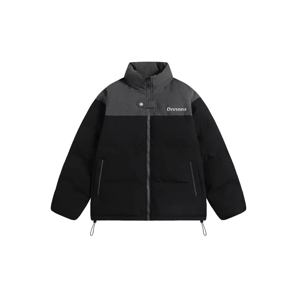 dnx字母logo刺绣撞色加厚保暖立领棉衣棉服9058