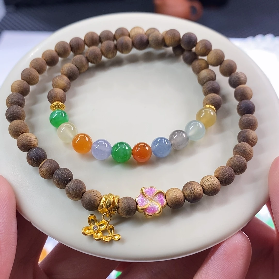 散珠翡翠浓彩双圈