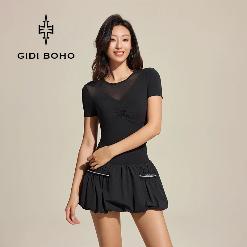 GIDI BOHO/极地薄荷夏季时尚修身透气速干户外跑步运动瑜伽T恤女