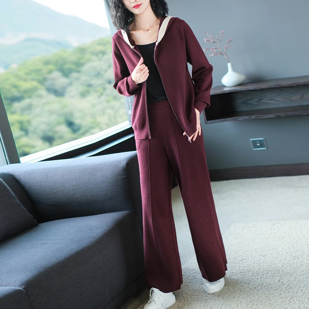 春秋装时尚套装女2025新款宽松针织中年妈妈装洋气两件套卫衣女