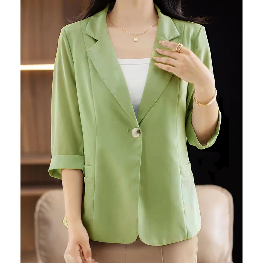 只发新疆夏季薄款女士七分袖西装外套时尚气质修身防晒 2351