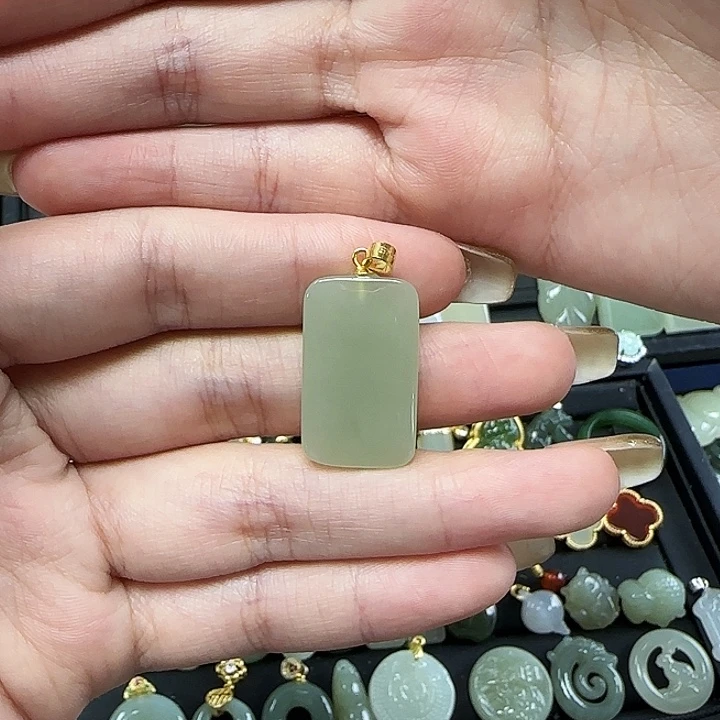 和田玉颈饰银S925镶嵌