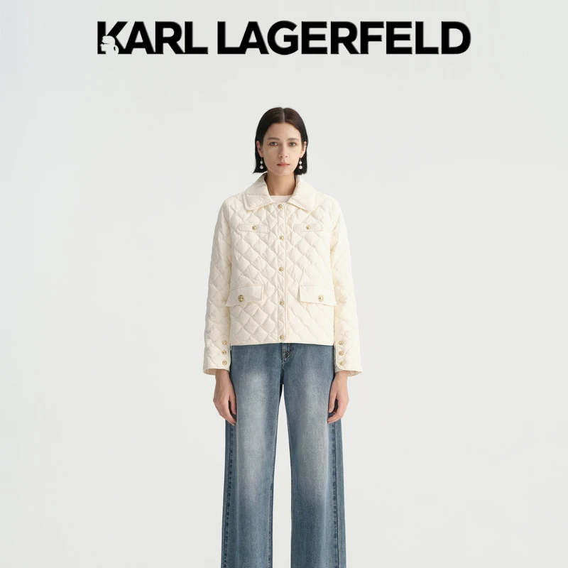 【达人专享】KARLLAGERFELD秋季新款菱格绗缝四袋羽绒外套K27E4001
