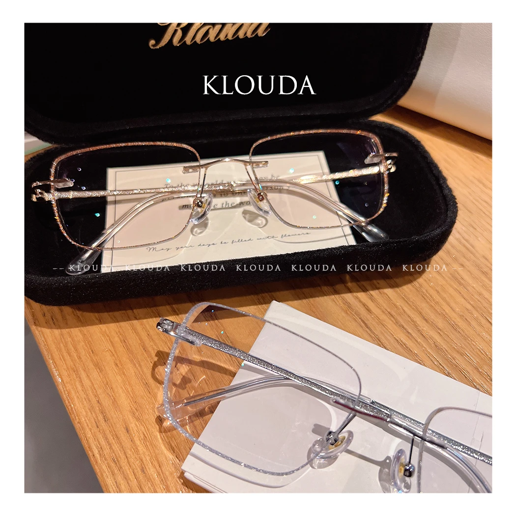 Klouda轻奢星闪系列无框眼镜女款网红时尚百搭超轻蓝光定制度数