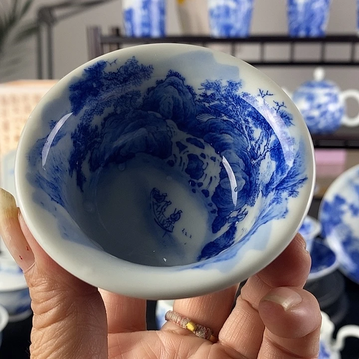 浪***王陶景德镇青花山水手工手绘工笔画