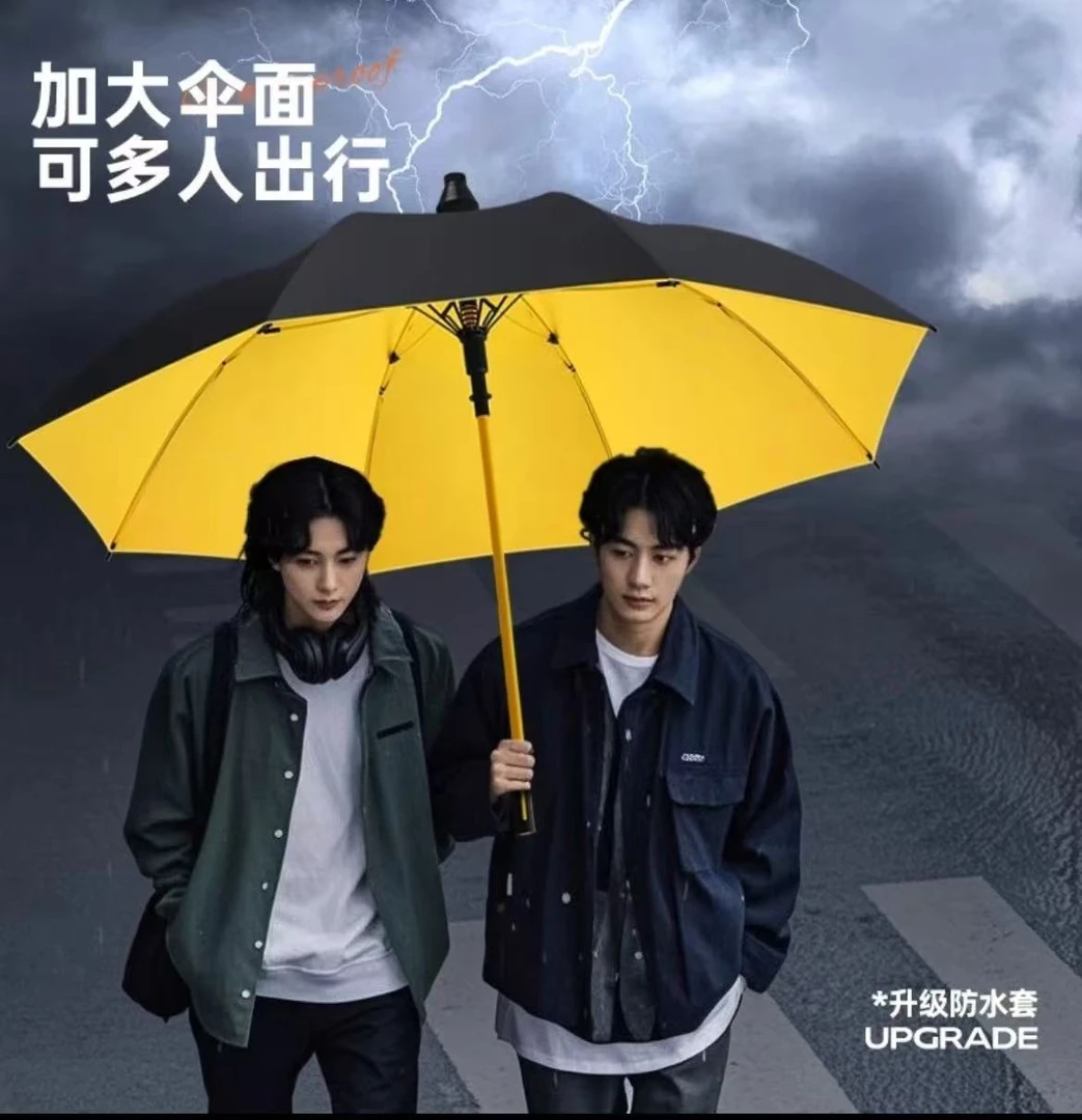 直杆加大晴雨两用黑胶防晒防紫外线结实坑风半自动高尔夫大伞