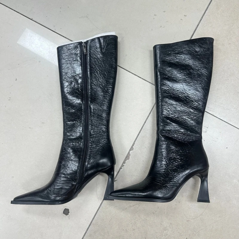 25款时尚休闲百搭外穿女鞋侧拉链女靴小牛皮时装靴手工鞋-0727