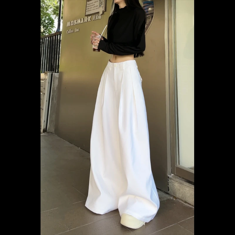 【清仓】83030高腰阔腿裤女冬季新款简约宽松显瘦垂感西装裤休闲裤