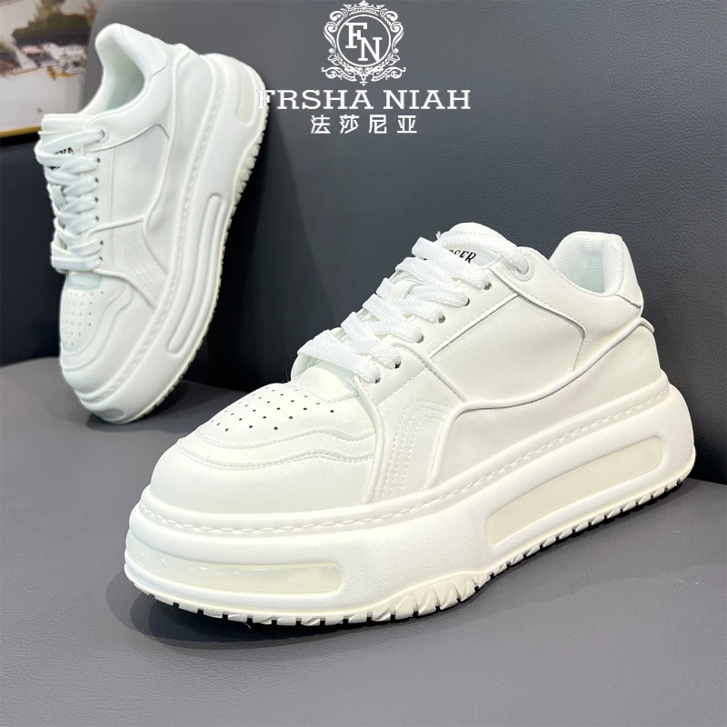 法莎尼亚轻奢男鞋时尚潮流防滑百搭小白鞋新款增高痞帅低帮休闲鞋