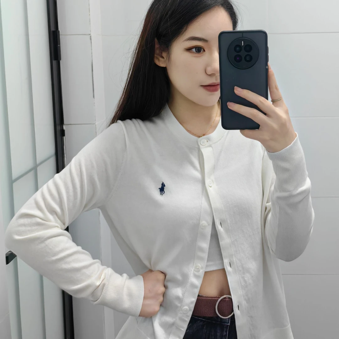 时尚休闲百搭pima女装女士针织开衫薄款线衣 小马标春秋 小香风