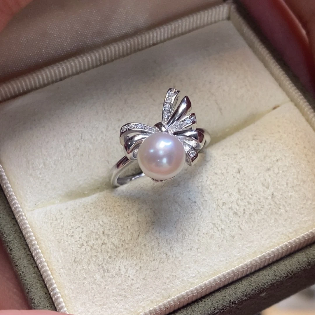 淡水珍珠戒指银S925镶嵌时**歌