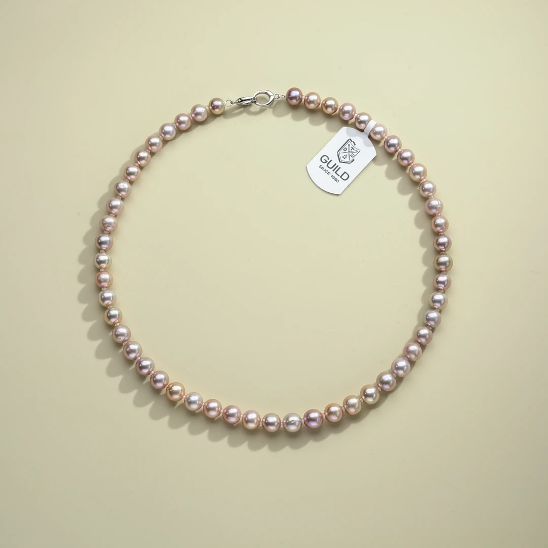 【乐乐】S925银 无核紫珠 淡水珍珠项链 9-10mm （带GUILD证书）
