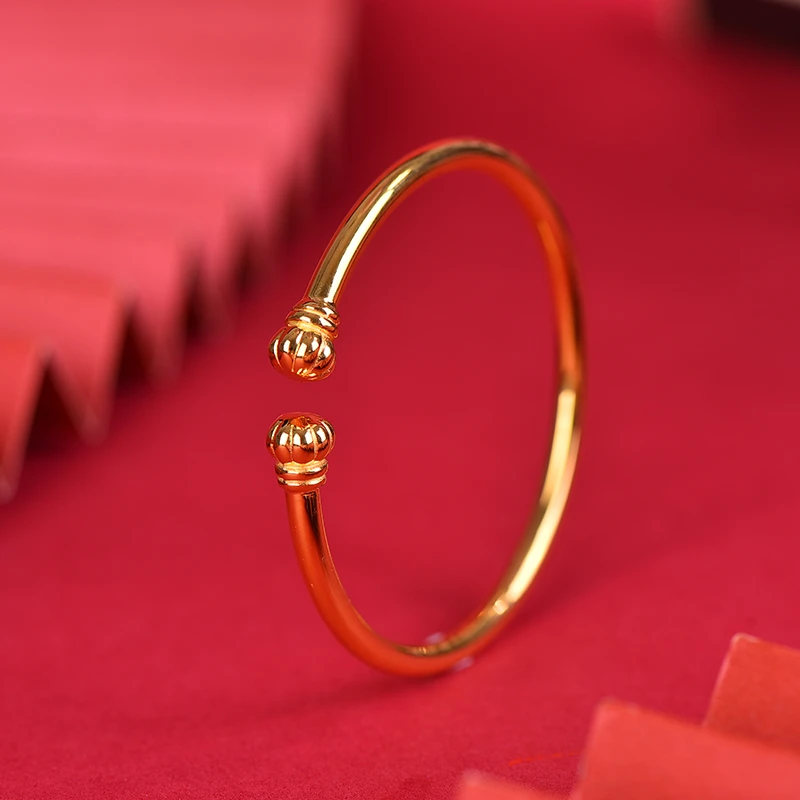 足银手镯 南瓜开口手镯传承工艺时尚不掉色手工情侣