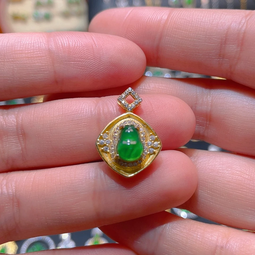 翡翠银S925镶嵌吊坠(不含链)