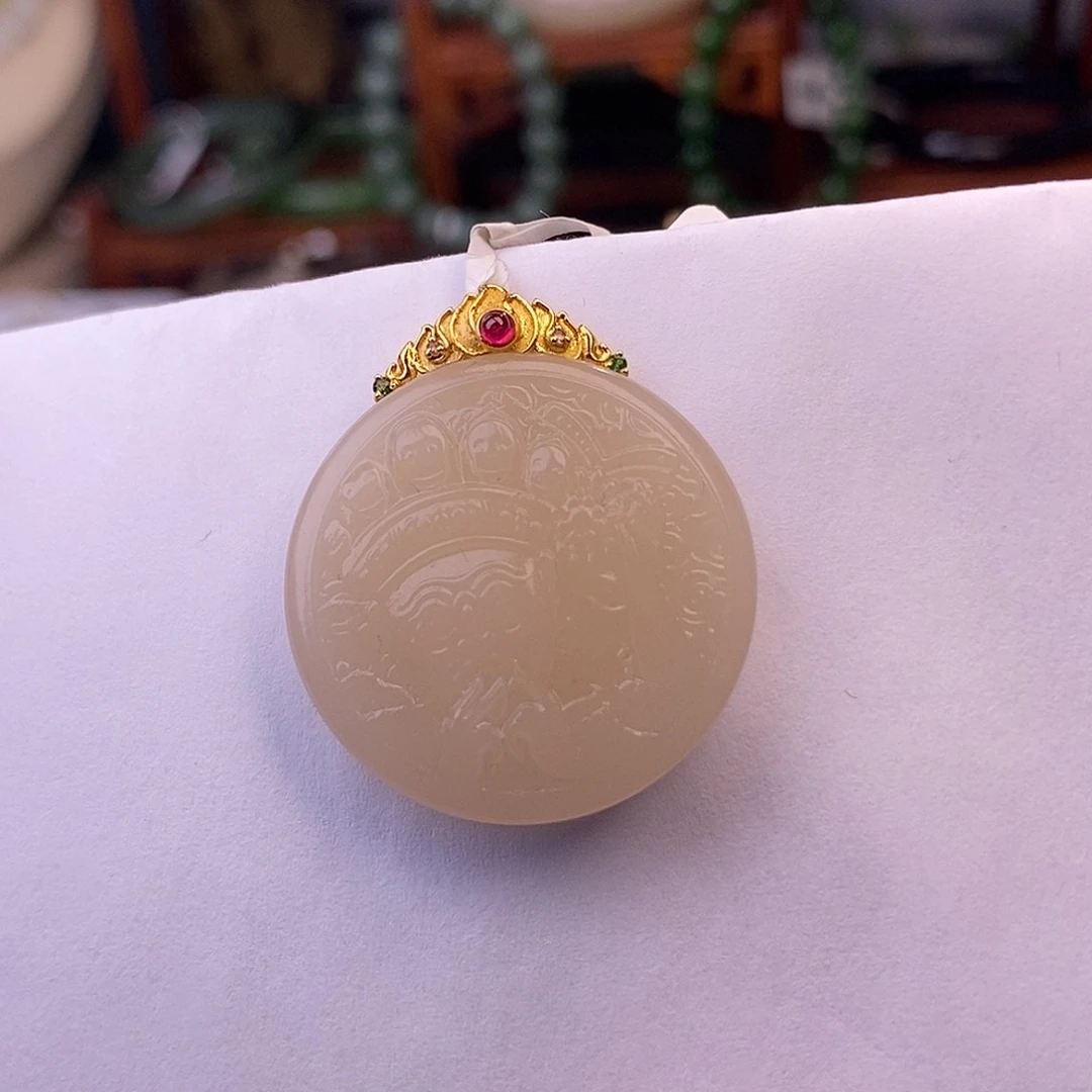 和田玉清货价浓藕粉金镶扎基拉姆未镶嵌