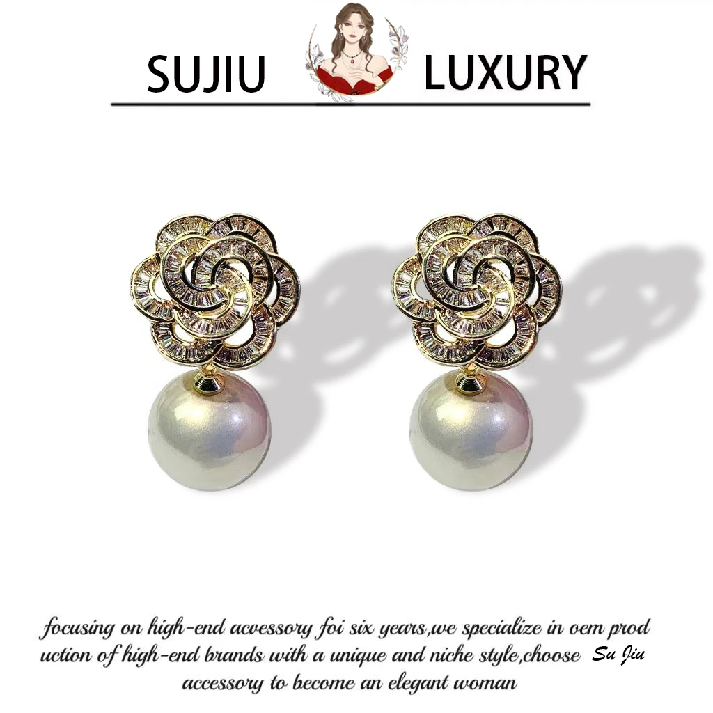 铜合金耳饰 《富贵花》气质小香风轻奢优雅精致耳钉耳环耳坠7123