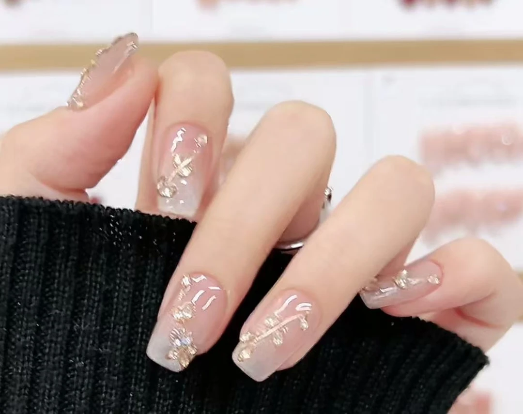 金桂缠枝 蝶诗舞 纯手工定制美甲贴片 穿戴甲10片NO退NO换NO售后