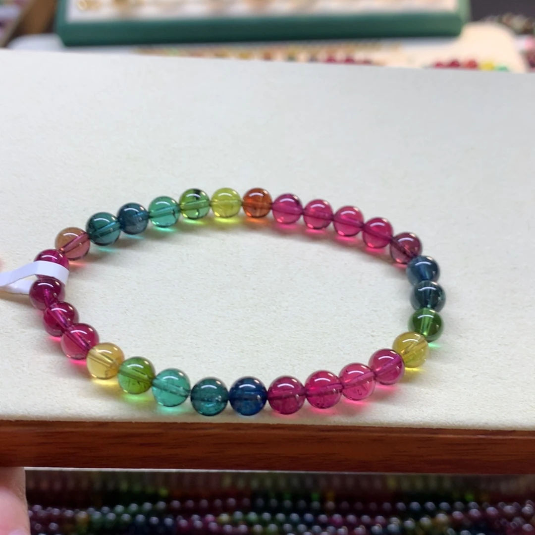 【闪购商品】碧玺手串未镶嵌浓艳彩虹色标6.3mm