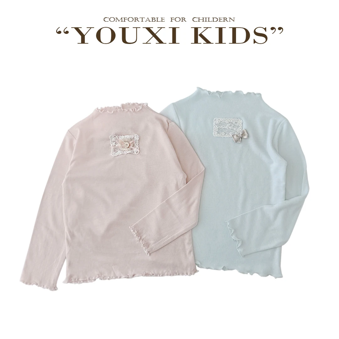 现【飞飞家】月光芭蕾新款春木耳花边蕾丝长袖洋气柔软打底衫FF2577