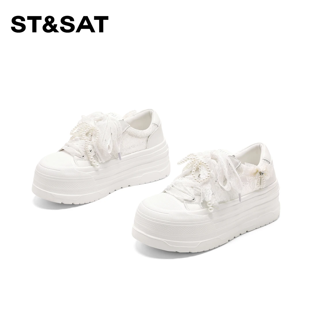 St&Sat/星期六网面透气时尚休闲鞋2025新款气质增高百搭板鞋潮流