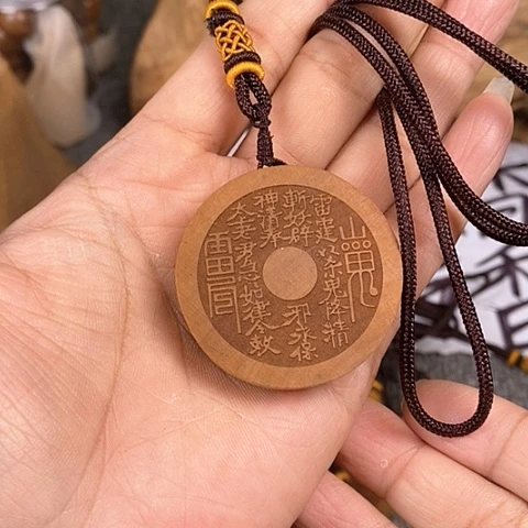 檀香木手串/手链老山檀香雕刻山鬼吊坠4.0