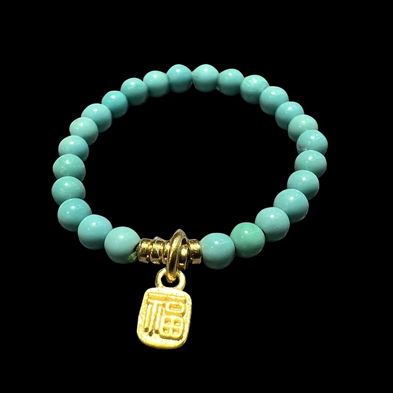 足金福牌绿松小米珠戒指（多样性发货） 2-3mm 圈口13 金约0.3g