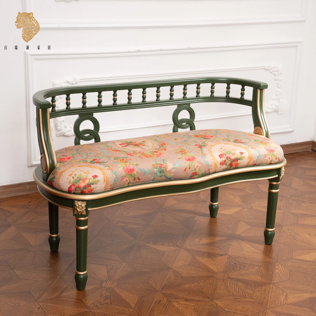 百瑞新欧式实木双人沙发休闲长椅-ZG-BRX1804双人沙发香槟色坐垫