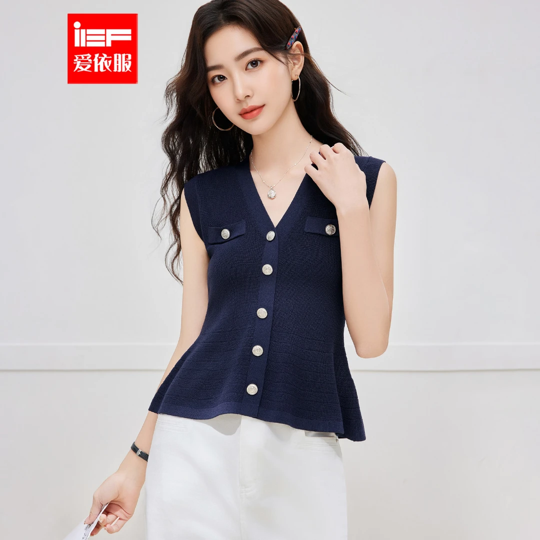 IEF/爱依服上衣2025夏季新款通勤气质复古文艺知性时尚无袖女背心