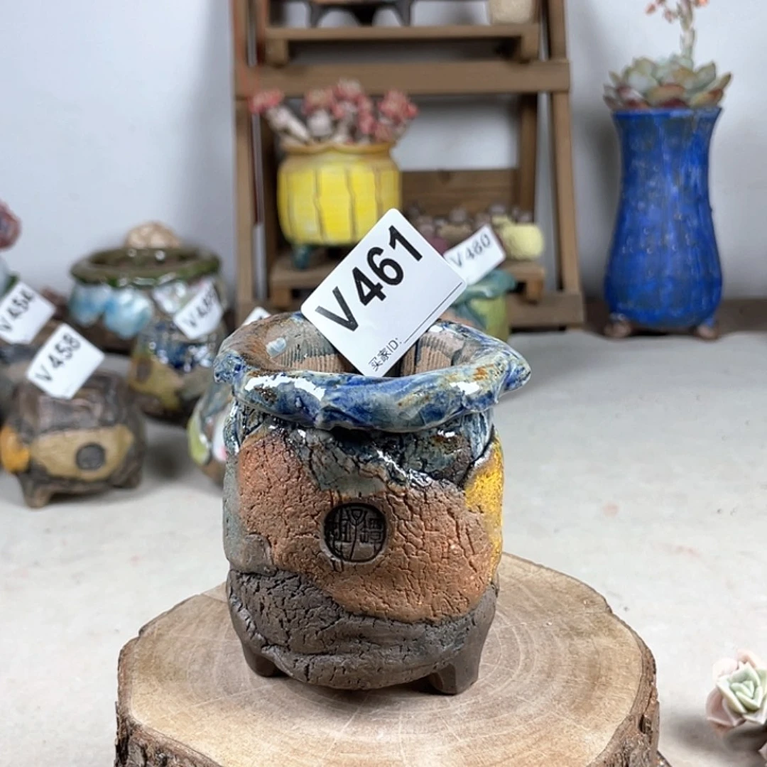 紫砂花盆孤品 油画山石 老桩 内口5