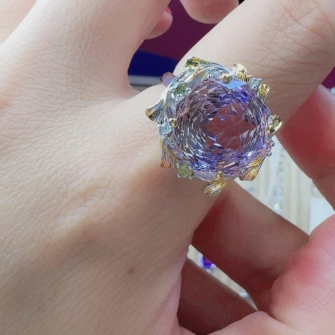 水晶戒指银S925镶嵌戒指