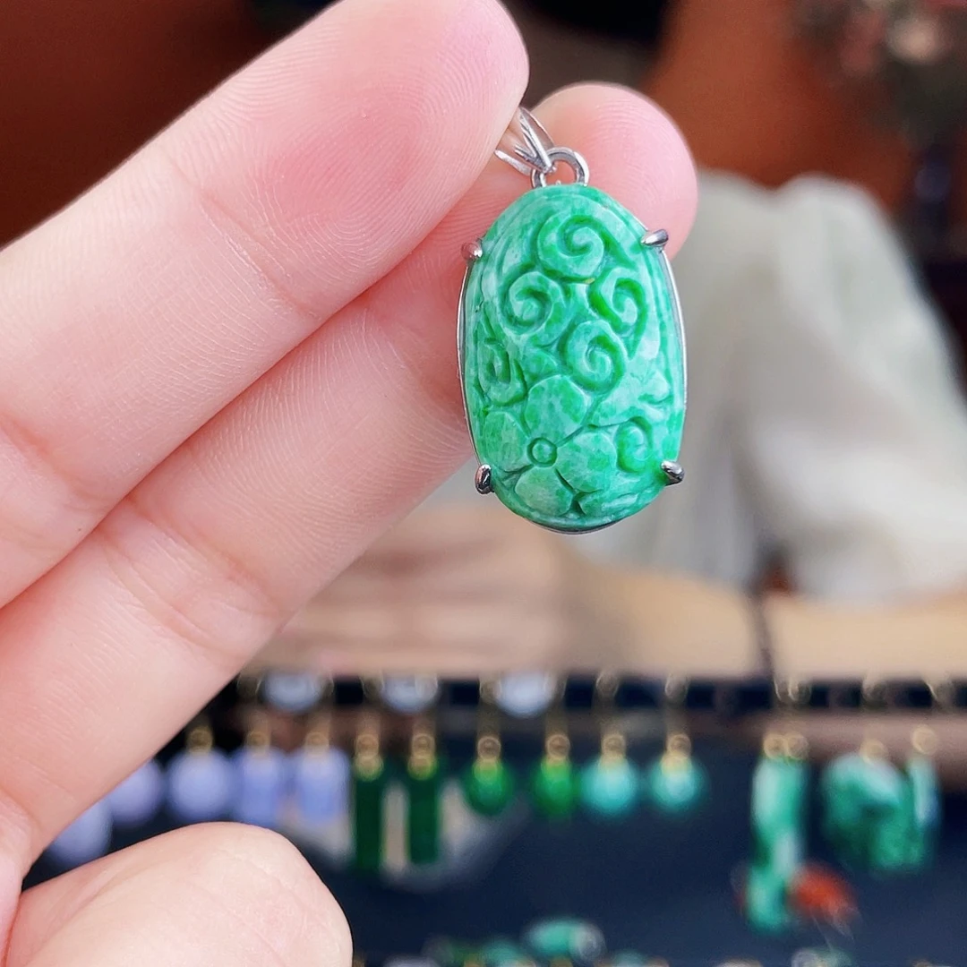 翡翠银S925镶嵌耳饰